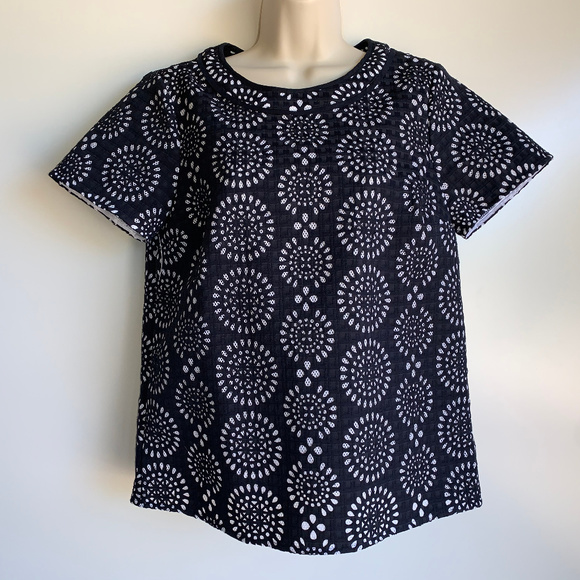 NWT MICHAEL KORS Navy White Lazer Cut Dress Top Size Small - Picture 1 of 6